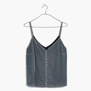 NWT Madewell Velvet Button Down Cami - Blue